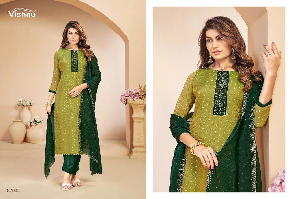 VISHNU TANAYA WHOLESALE NC MOSS BUTTI FASHIONABLE UNSTITCH SALWAR SUITS FOR EXPORT