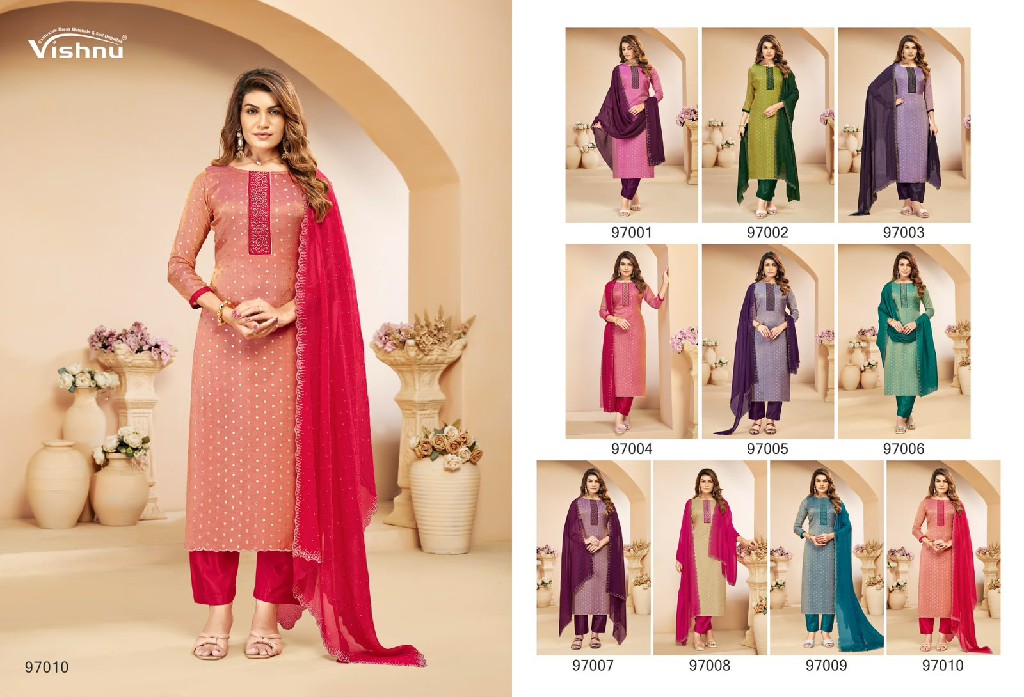 VISHNU TANAYA WHOLESALE NC MOSS BUTTI FASHIONABLE UNSTITCH SALWAR SUITS FOR EXPORT