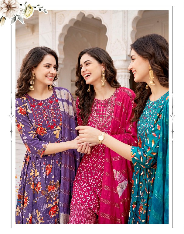 TANIKSH SURBHI VOL 2 WHOLESALE READYMADE RAYON WITH WORK BEST DESIGN 3 PCS SUITS EXPORTER