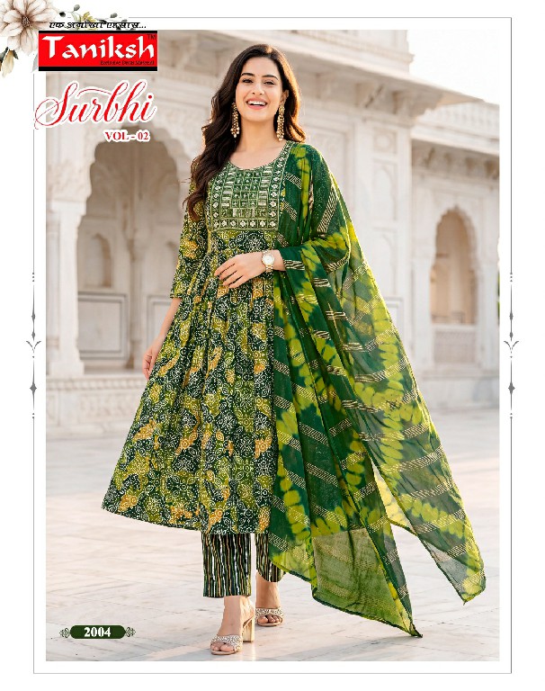 TANIKSH SURBHI VOL 2 WHOLESALE READYMADE RAYON WITH WORK BEST DESIGN 3 PCS SUITS EXPORTER