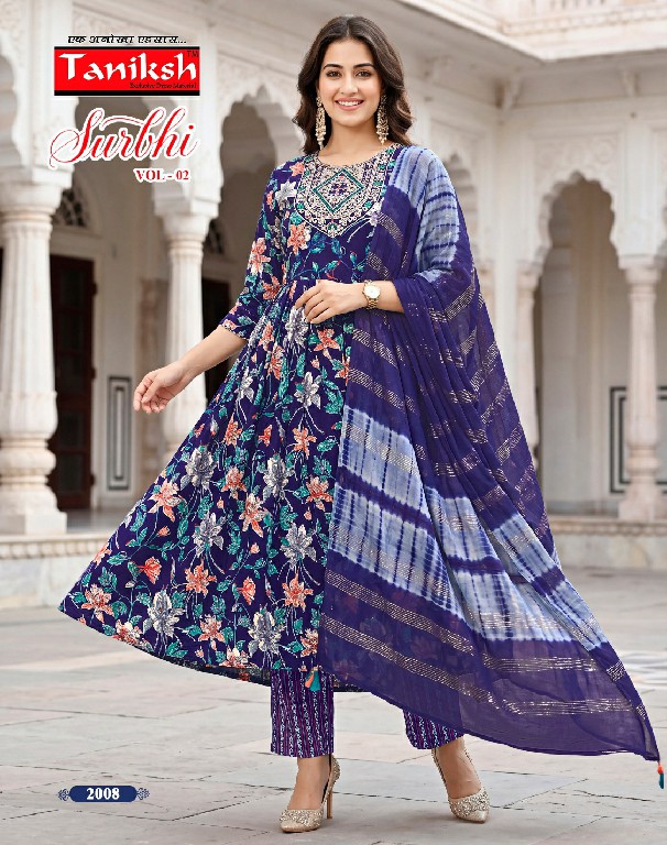 TANIKSH SURBHI VOL 2 WHOLESALE READYMADE RAYON WITH WORK BEST DESIGN 3 PCS SUITS EXPORTER