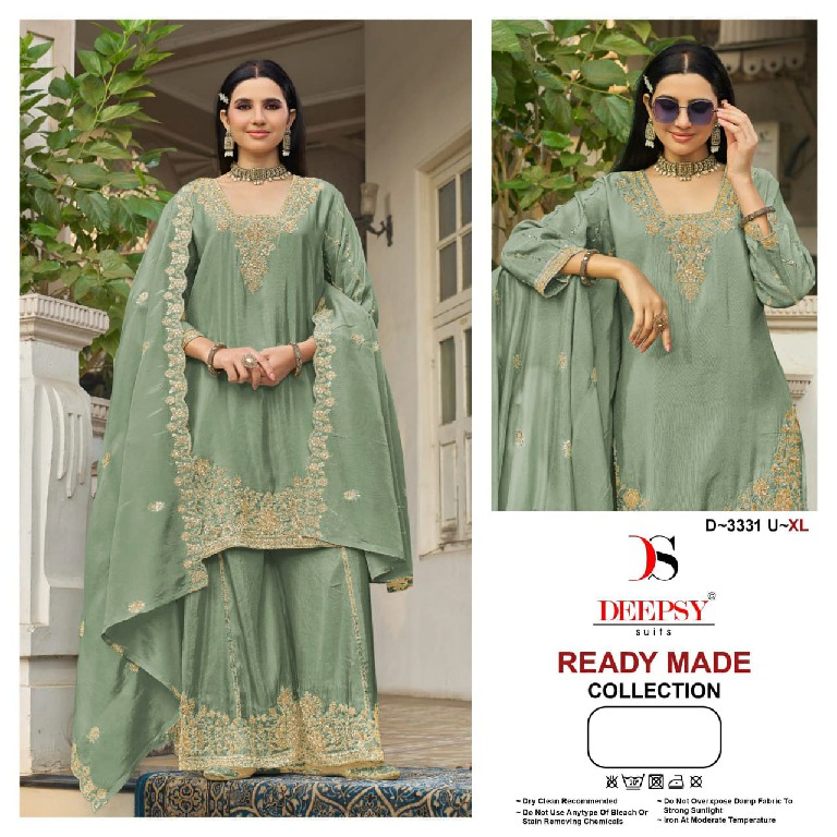 DEEPSY D.NO 3331T TO 3331W WHOLESALE READYMADE VISCOSE TISSUE SILK HEAVY BEATS WORK PLAZZO STYLE 3 PCS SUITS SUPPLIER