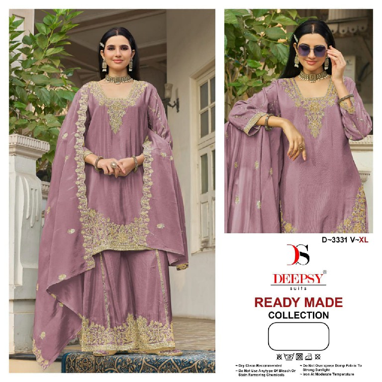 DEEPSY D.NO 3331T TO 3331W WHOLESALE READYMADE VISCOSE TISSUE SILK HEAVY BEATS WORK PLAZZO STYLE 3 PCS SUITS SUPPLIER