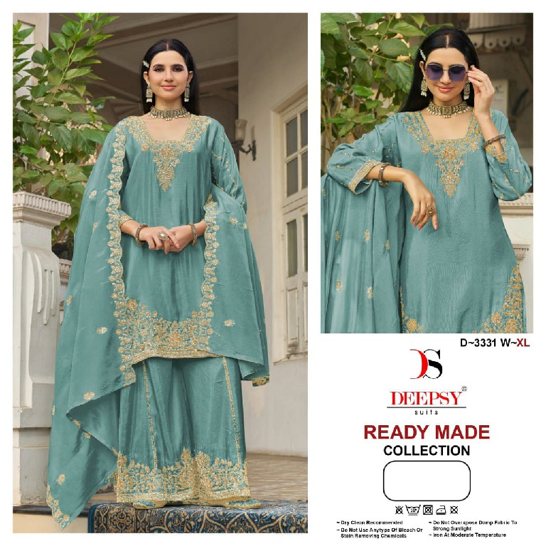 DEEPSY D.NO 3331T TO 3331W WHOLESALE READYMADE VISCOSE TISSUE SILK HEAVY BEATS WORK PLAZZO STYLE 3 PCS SUITS SUPPLIER