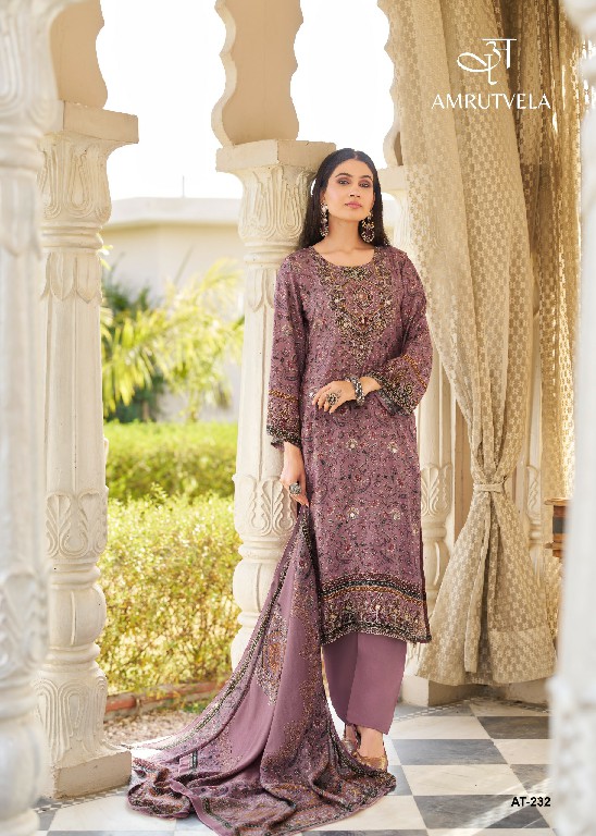 AMRUTVELA D.NO 232 WHOLESALE VISCOSE MUSLIN BEAUTIFUL DESIGN UNSTITCH SALWAR SUITS EXPORTER