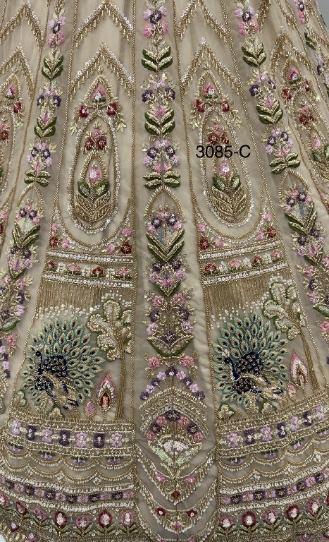 TEXTILEDEAL D.NO 3085 WHOLESALE PREMIUM NET PEACOCK PATTERN DESIGNER INDIAN WEDDING LEHENGA CHOLI FOR EXPORT