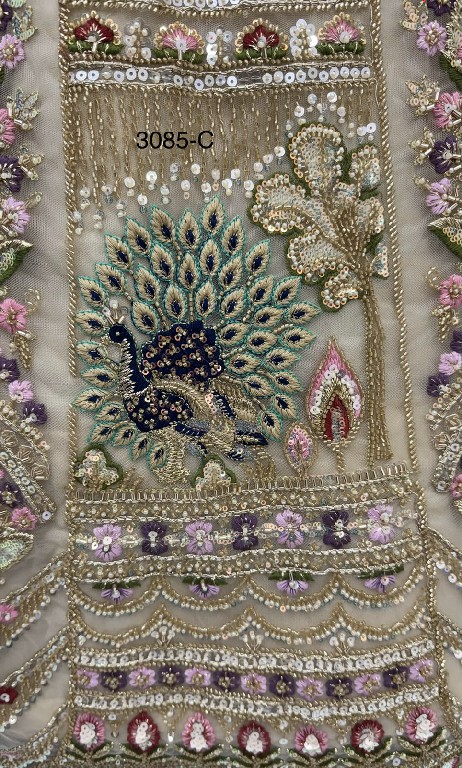TEXTILEDEAL D.NO 3085 WHOLESALE PREMIUM NET PEACOCK PATTERN DESIGNER INDIAN WEDDING LEHENGA CHOLI FOR EXPORT