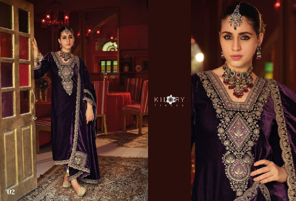 KILORY GULRUKH WHOLESALE PURE VELVET WINTER SPECIAL UNSTITCH SALWAR SUITS SUPPLIER