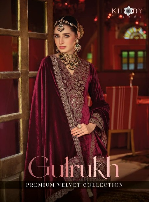 KILORY GULRUKH WHOLESALE PURE VELVET WINTER SPECIAL UNSTITCH SALWAR SUITS SUPPLIER