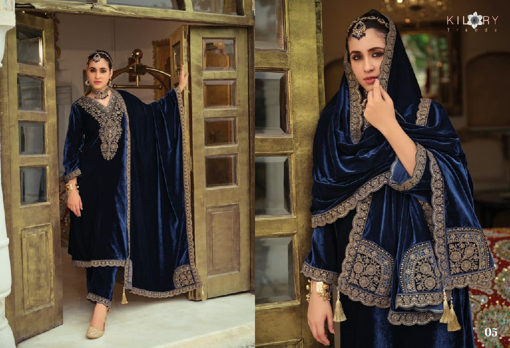 KILORY GULRUKH WHOLESALE PURE VELVET WINTER SPECIAL UNSTITCH SALWAR SUITS SUPPLIER