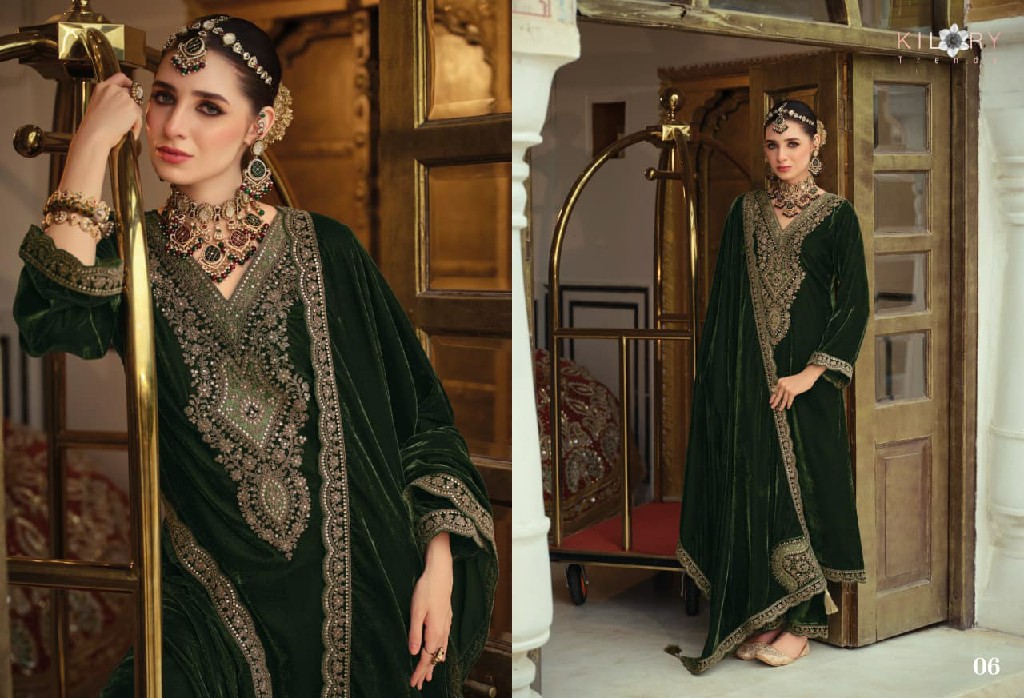 KILORY GULRUKH WHOLESALE PURE VELVET WINTER SPECIAL UNSTITCH SALWAR SUITS SUPPLIER