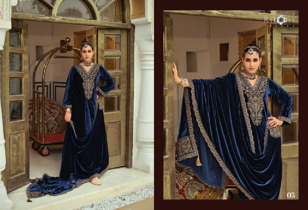 KILORY GULRUKH WHOLESALE PURE VELVET WINTER SPECIAL UNSTITCH SALWAR SUITS SUPPLIER
