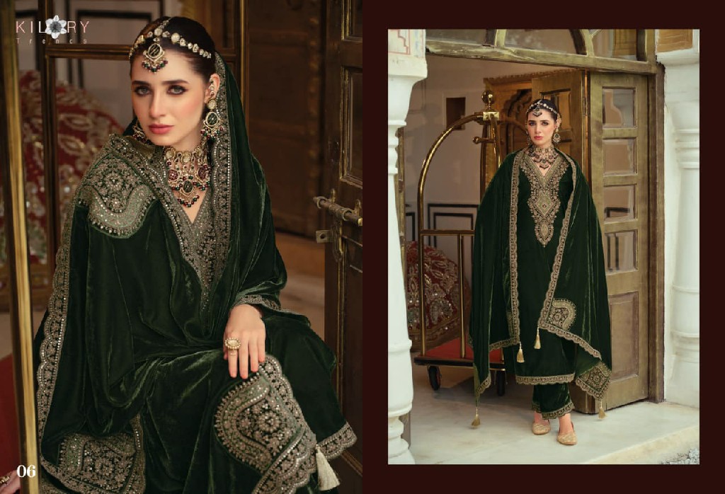 KILORY GULRUKH WHOLESALE PURE VELVET WINTER SPECIAL UNSTITCH SALWAR SUITS SUPPLIER