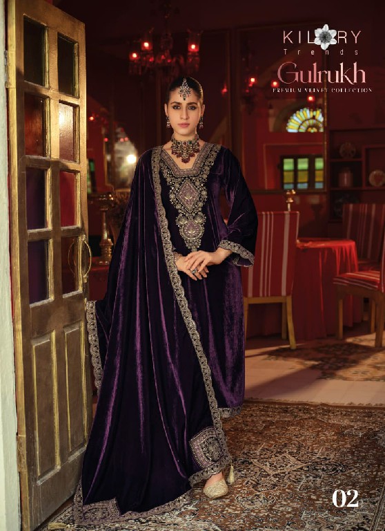 KILORY GULRUKH WHOLESALE PURE VELVET WINTER SPECIAL UNSTITCH SALWAR SUITS SUPPLIER