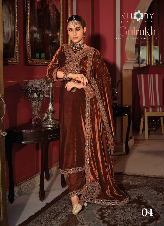 KILORY GULRUKH WHOLESALE PURE VELVET WINTER SPECIAL UNSTITCH SALWAR SUITS SUPPLIER