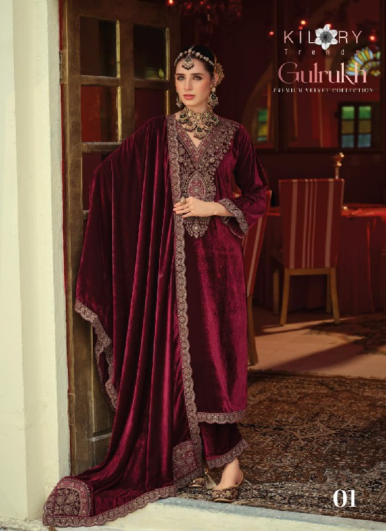 KILORY GULRUKH WHOLESALE PURE VELVET WINTER SPECIAL UNSTITCH SALWAR SUITS SUPPLIER