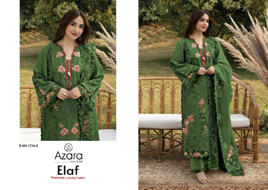 AZARA BY RADHIKA FASHION ELAF PREMIUM WHOLESALE PURE COTTON WITH WORK PAKISTANI UNSTITCH SALWAR SUITS EXPORTER