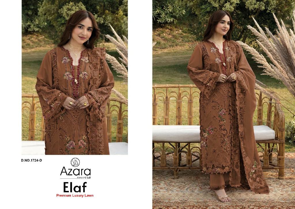AZARA BY RADHIKA FASHION ELAF PREMIUM WHOLESALE PURE COTTON WITH WORK PAKISTANI UNSTITCH SALWAR SUITS EXPORTER