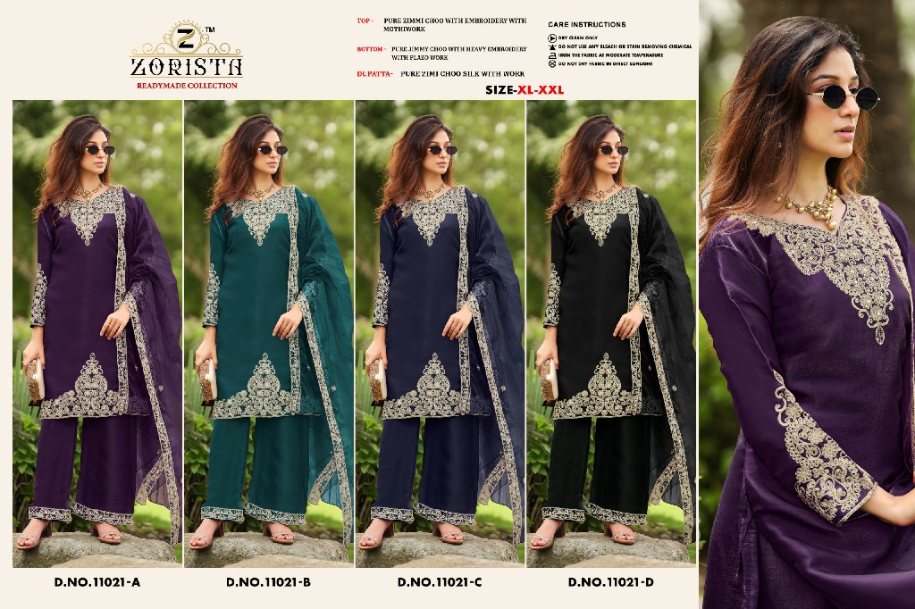 ZORISTA D.NO 11021 WHOLESALE READYMADE PURE ZIMMI CHOO PAKISTANI CONCEPT UNSTITCH SALWAR SUITS SUPPLIER
