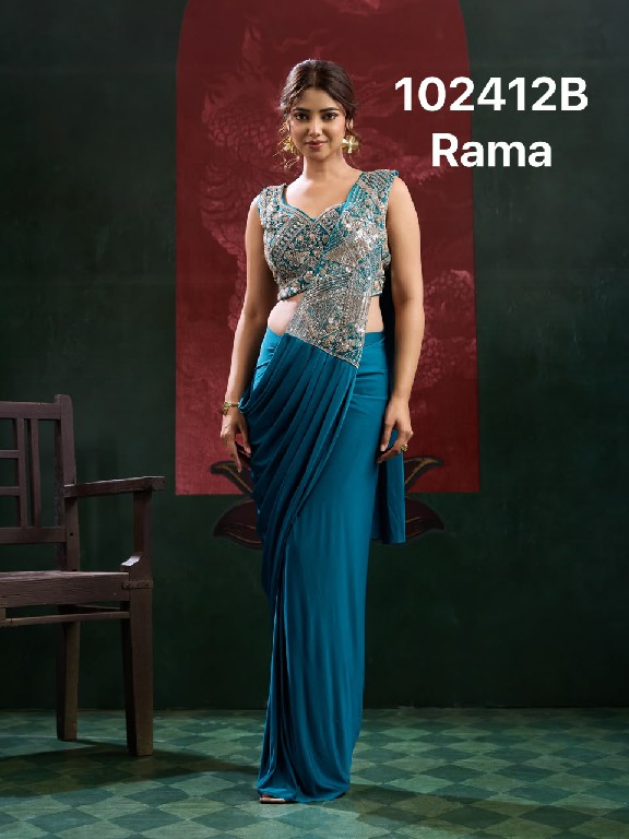 AMOHA D.NO 102412 WHOLESALE IMPORTED LYCRA DESIGNER READY TO WEAR SAREES FOR WOMEN ONLINE