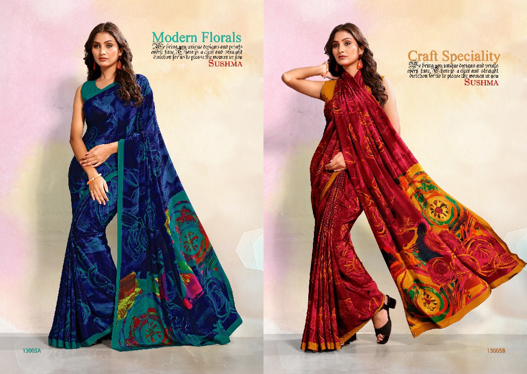 SUSHMA IMPRESSIVE WHOLESALE CRAPE PRINTED DAILY WEAR INDIAN SAREES FOR WOMEN ONLINE