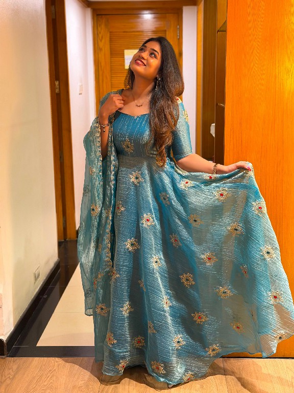TEXTILEDEAL D.NO KD 1651 WHOLESALE READYMADE SALSA SILK DESIGNER WEAR GOWN WITH PANT FOR EXPORT