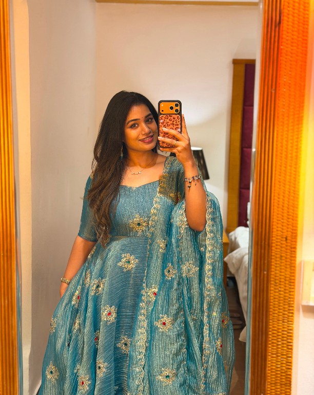 TEXTILEDEAL D.NO KD 1651 WHOLESALE READYMADE SALSA SILK DESIGNER WEAR GOWN WITH PANT FOR EXPORT