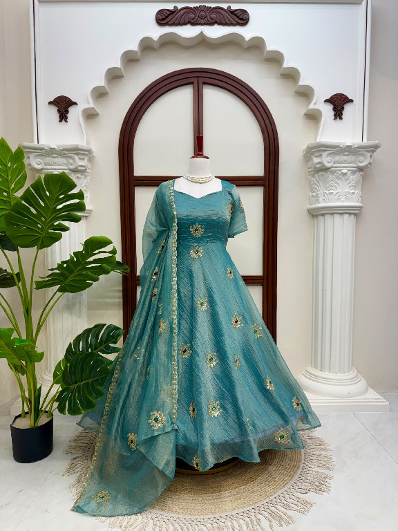 TEXTILEDEAL D.NO KD 1651 WHOLESALE READYMADE SALSA SILK DESIGNER WEAR GOWN WITH PANT FOR EXPORT