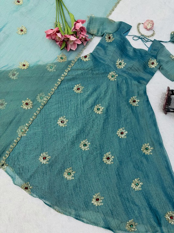 TEXTILEDEAL D.NO KD 1651 WHOLESALE READYMADE SALSA SILK DESIGNER WEAR GOWN WITH PANT FOR EXPORT