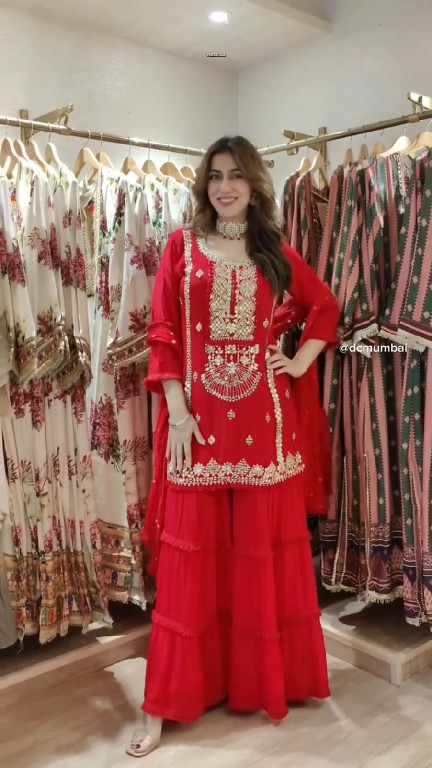 TEXTILEDEAL D.NO KD 1572 WHOLESALE READYMADE FAUX GEORGETTE PARTY WEAR TOP SHARARA WITH DUPATTA FOR EXPORT