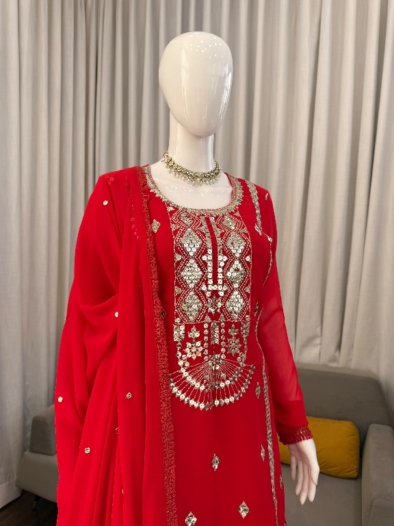 TEXTILEDEAL D.NO KD 1572 WHOLESALE READYMADE FAUX GEORGETTE PARTY WEAR TOP SHARARA WITH DUPATTA FOR EXPORT