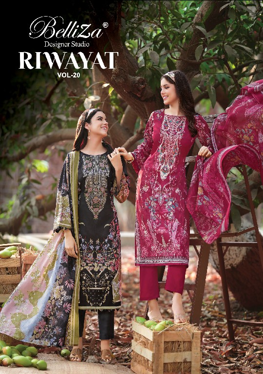 BELLIZA RIWAYAT VOL 20 WHOLESALE PURE VISCOSE RAYON EXCLUSIVE DESIGN UNSTITCH SALWAR SUITS SUPPLIER