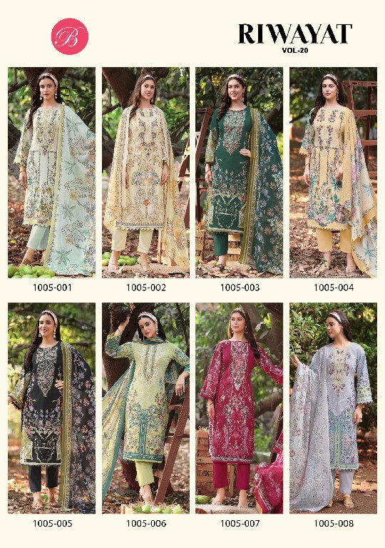 BELLIZA RIWAYAT VOL 20 WHOLESALE PURE VISCOSE RAYON EXCLUSIVE DESIGN UNSTITCH SALWAR SUITS SUPPLIER