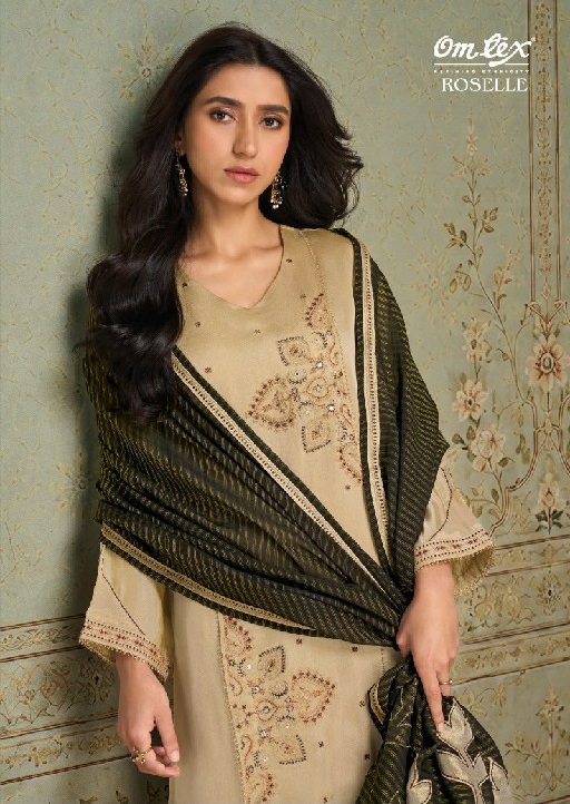 OMTEX ROSELLE WHOLESALE SILK SATIN TISSUE ELEGANT LOOK UNSTITCH SALWAR SUITS EXPORTER
