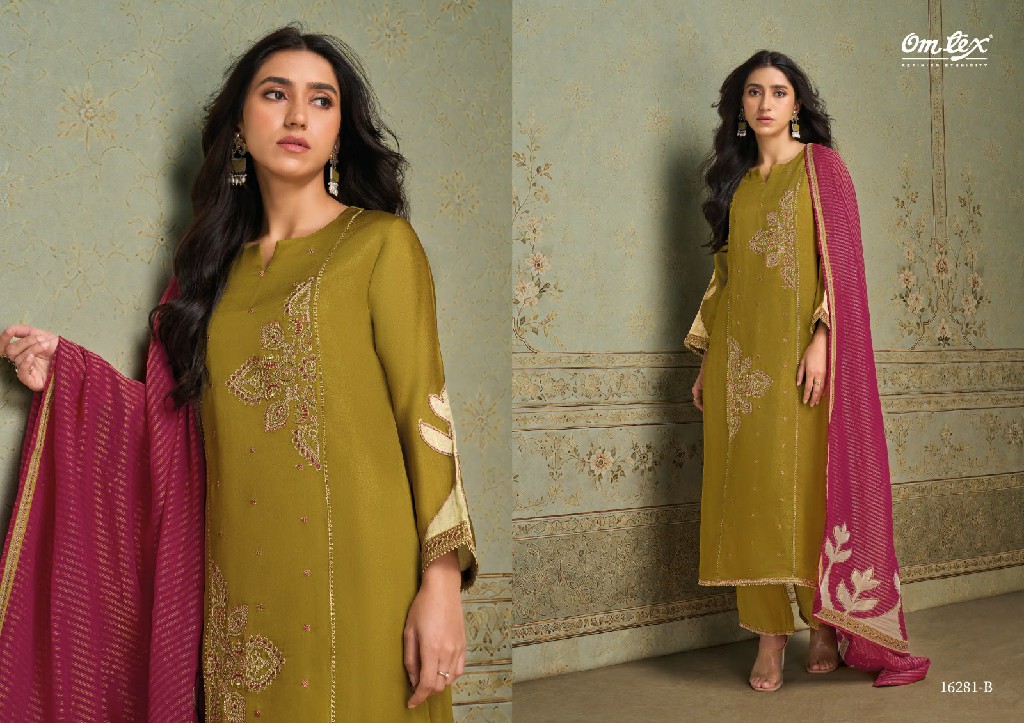 OMTEX ROSELLE WHOLESALE SILK SATIN TISSUE ELEGANT LOOK UNSTITCH SALWAR SUITS EXPORTER