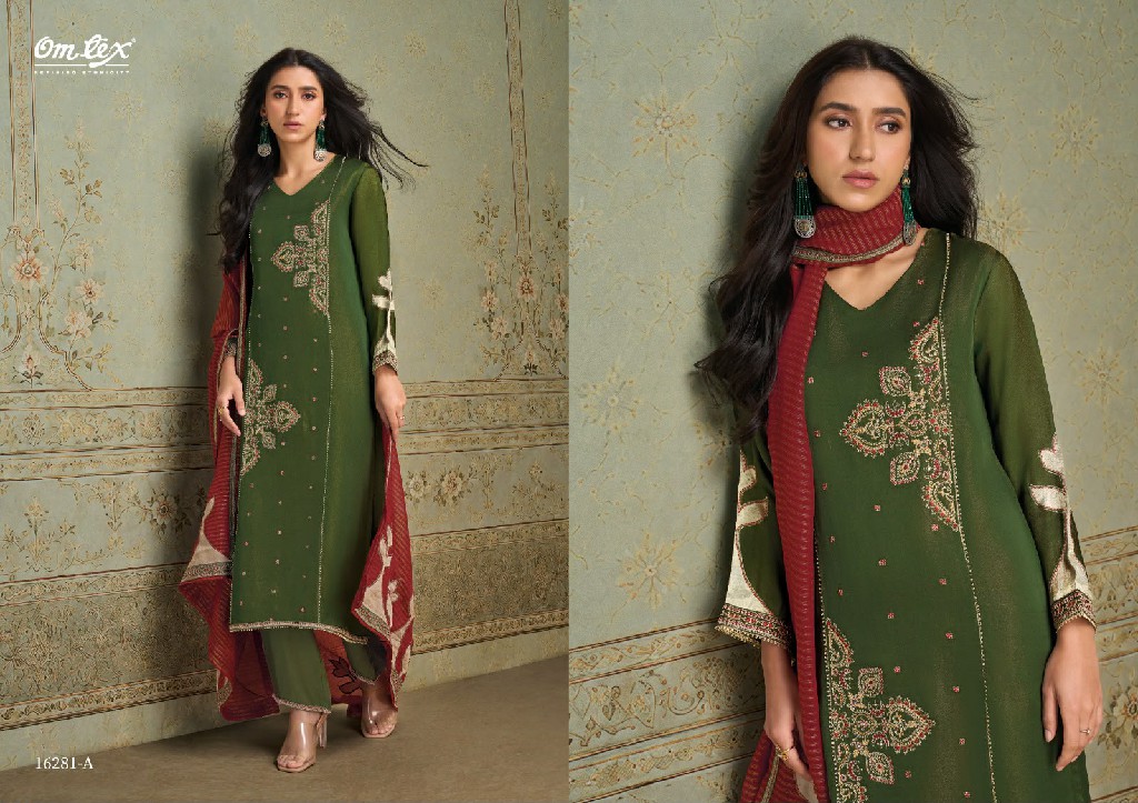 OMTEX ROSELLE WHOLESALE SILK SATIN TISSUE ELEGANT LOOK UNSTITCH SALWAR SUITS EXPORTER