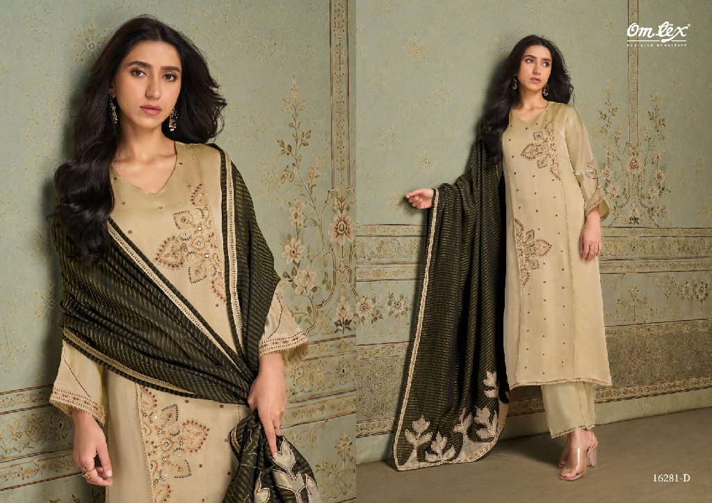 OMTEX ROSELLE WHOLESALE SILK SATIN TISSUE ELEGANT LOOK UNSTITCH SALWAR SUITS EXPORTER
