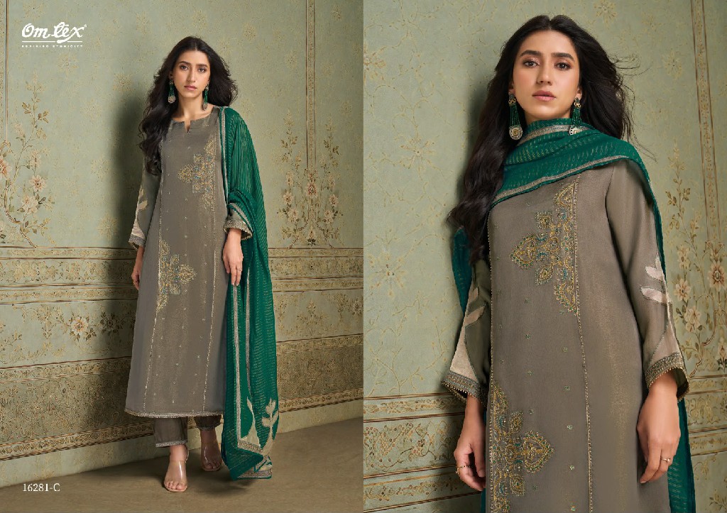 OMTEX ROSELLE WHOLESALE SILK SATIN TISSUE ELEGANT LOOK UNSTITCH SALWAR SUITS EXPORTER