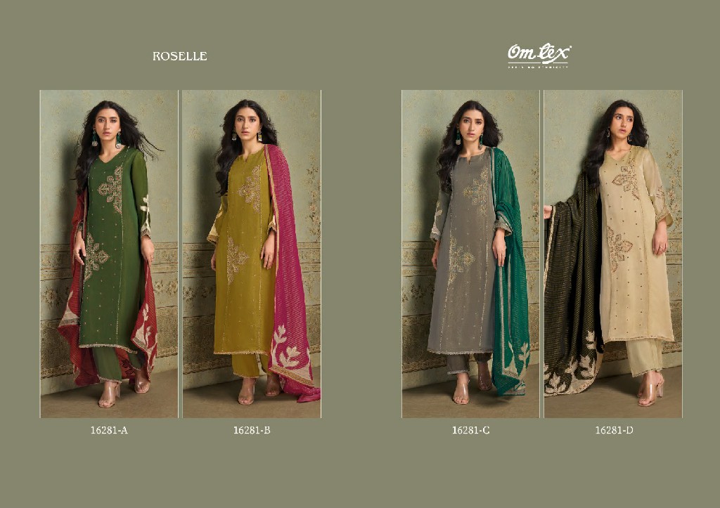 OMTEX ROSELLE WHOLESALE SILK SATIN TISSUE ELEGANT LOOK UNSTITCH SALWAR SUITS EXPORTER