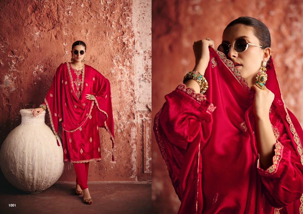 RANGATI PRINTS KHWAISH WHOLESALE PLUSH VELVET WINTER COLLECTION UNSTITCH SALWAR SUITS SUPPLIER