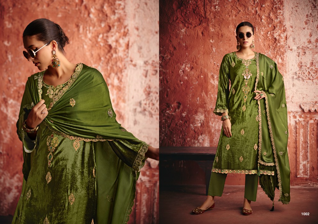 RANGATI PRINTS KHWAISH WHOLESALE PLUSH VELVET WINTER COLLECTION UNSTITCH SALWAR SUITS SUPPLIER