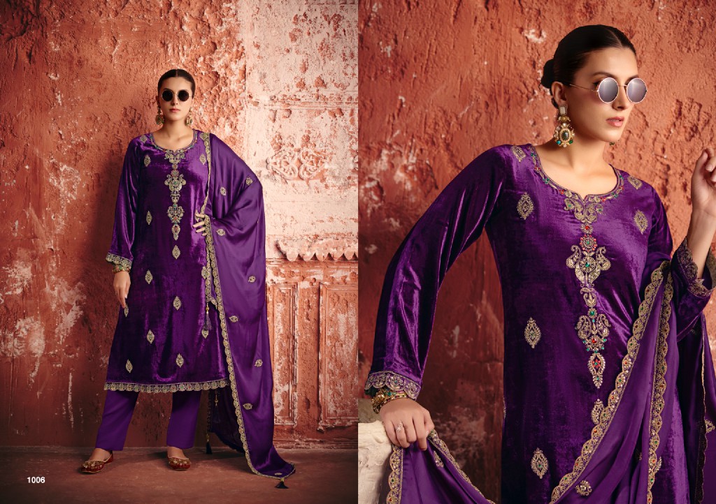 RANGATI PRINTS KHWAISH WHOLESALE PLUSH VELVET WINTER COLLECTION UNSTITCH SALWAR SUITS SUPPLIER