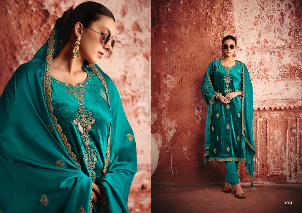 RANGATI PRINTS KHWAISH WHOLESALE PLUSH VELVET WINTER COLLECTION UNSTITCH SALWAR SUITS SUPPLIER