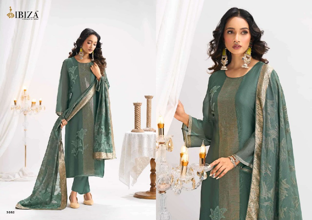 IBIZA SAFINA WHOLESALE PURE BANGLORY SILK JACQUARD WITH HAND WORK UNSTITCH SALWAR SUITS EXPORTER
