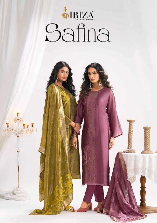 IBIZA SAFINA WHOLESALE PURE BANGLORY SILK JACQUARD WITH HAND WORK UNSTITCH SALWAR SUITS EXPORTER