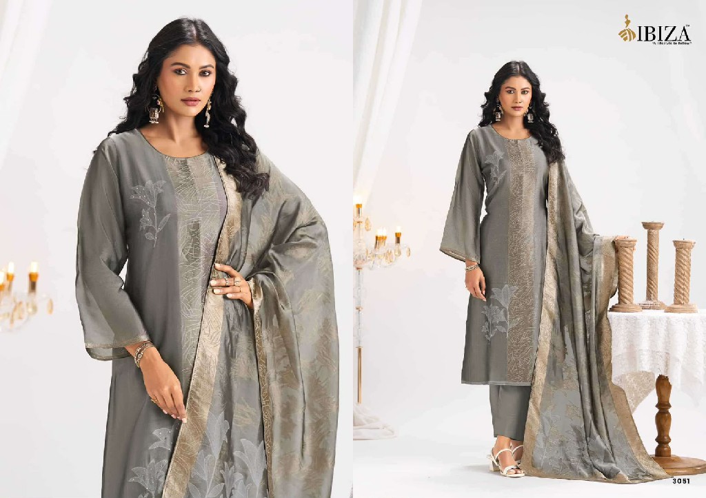 IBIZA SAFINA WHOLESALE PURE BANGLORY SILK JACQUARD WITH HAND WORK UNSTITCH SALWAR SUITS EXPORTER
