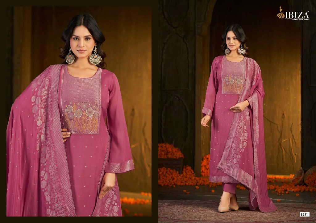 IBIZA INARA WHOLESALE PURE BANARASI SILK JACQUARD UNSTITCH SALWAR SUITS SUPPLIER