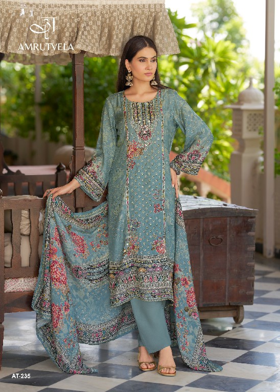 AMRUTVELA D.NO 235 WHOLESALE VISCOSE MUSLIN AMAZING UNSTITCH SALWAR SUITS EXPORTER