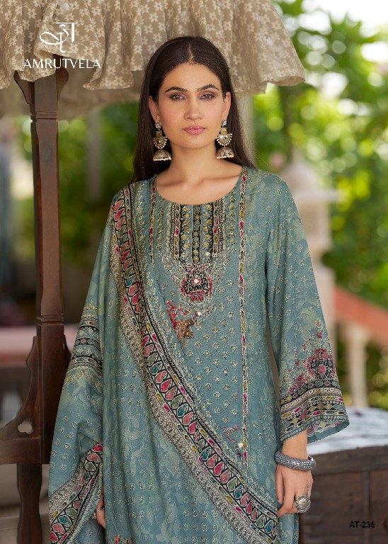 AMRUTVELA D.NO 235 WHOLESALE VISCOSE MUSLIN AMAZING UNSTITCH SALWAR SUITS EXPORTER