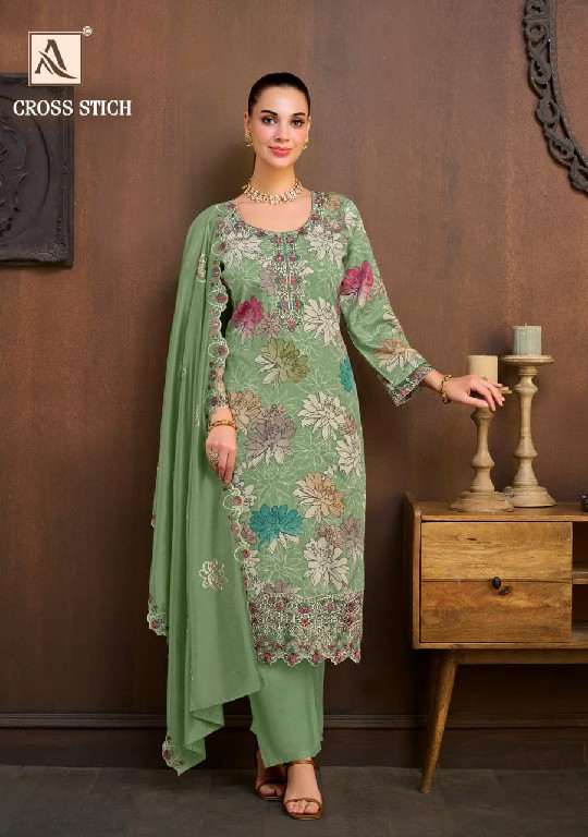 ALOK SUIT CROSS STITCH WHOLESALE PURE ZAM COTTON FANCY WORK UNSTITCH SALWAR SUITS EXPORTER